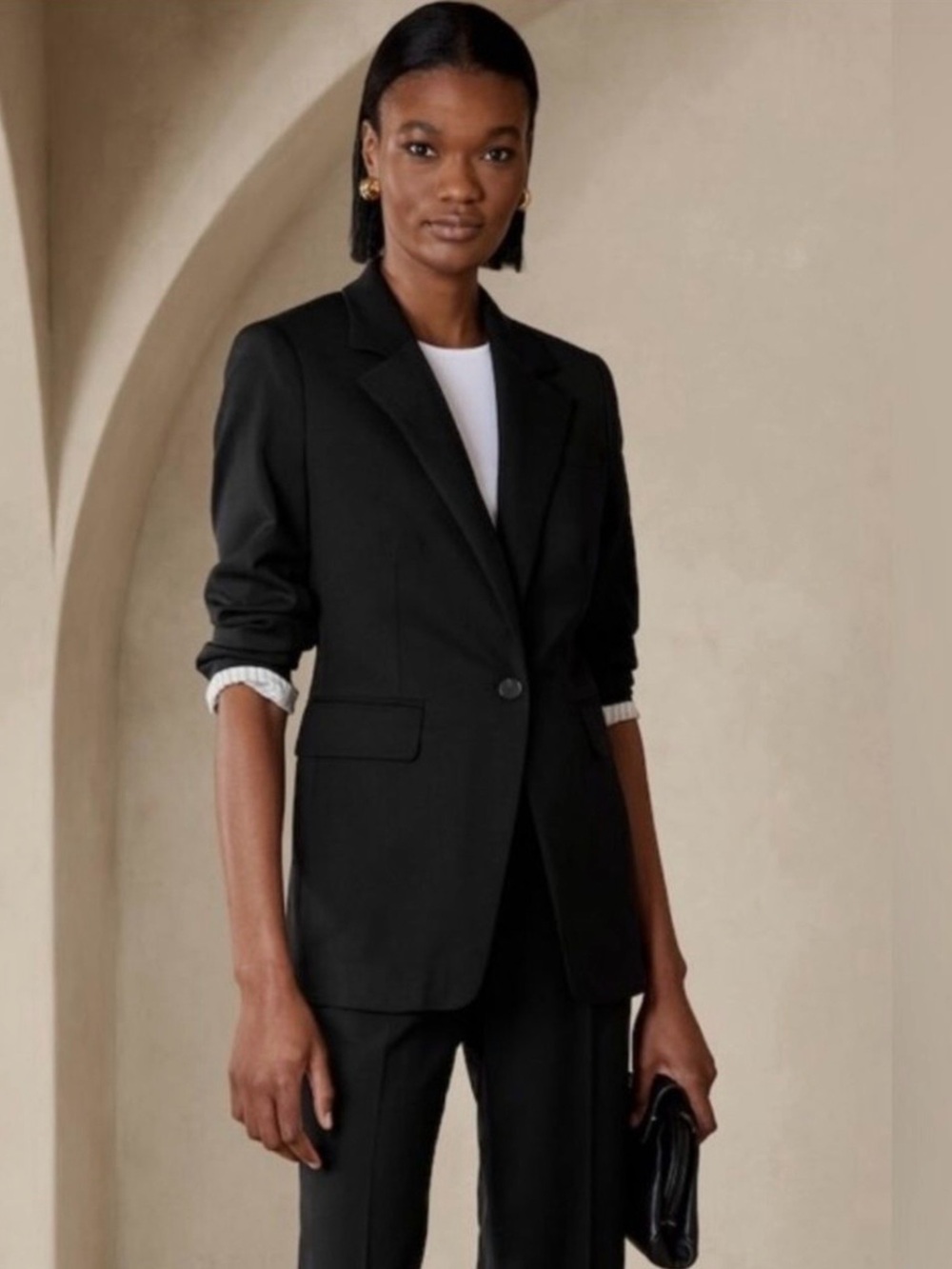 NWT Banana Republic Black Siena Italian Wool Women's Blazer Size 4